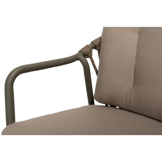 Taste 4SO Manitoba Stapelbares Essstuhl Olive + Prado Teaktabelle 130 Ø CM Teak -Basis