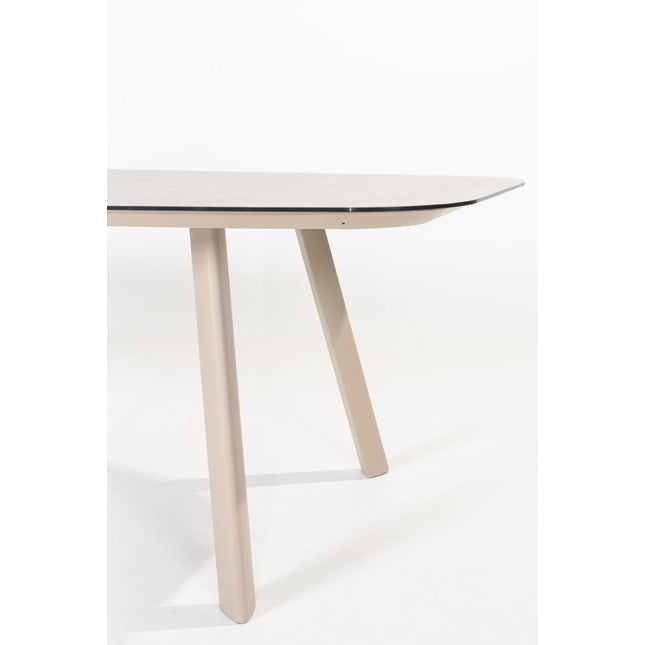 Taste 4SO Manitoba Stapelbare Essstuhl Latte + Manolo Tisch Latte mit bedrucktem Keramiktisch Top 240 cm