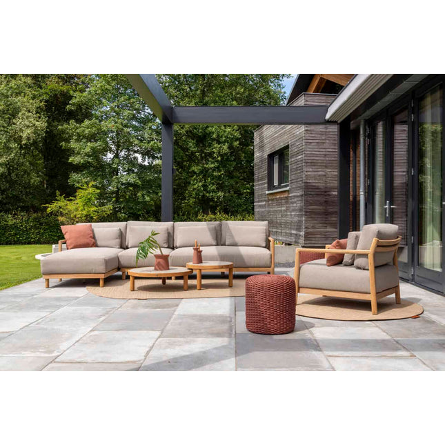 4 Seasons Outdoor Marie Chaise Lounge Bank + Center + Lounge Stuhl + Finn -Kaffeetische Keramik