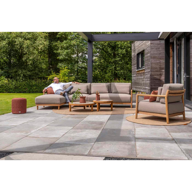 4 Seasons Outdoor Marie Chaise Lounge Bank + Center + Lounge Stuhl + Finn -Kaffeetische Keramik