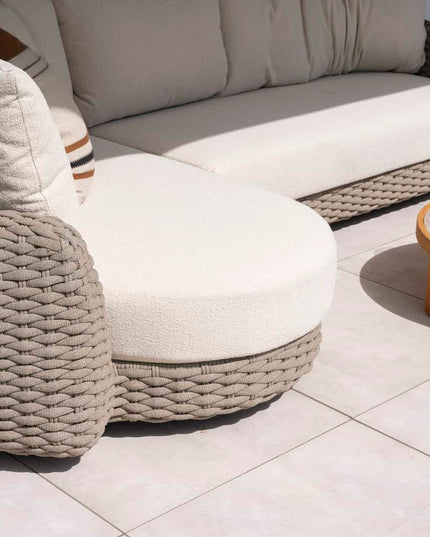 4 Seasons Outdoor Maxime Chaise Lounge Bank + Lounge Stuhl + Finn Couchtisch Kieselform