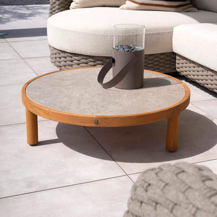 4 Seasons Outdoor Finn Couchtisch mit Keramiktisch Top 85 cm. Ø (H 25)