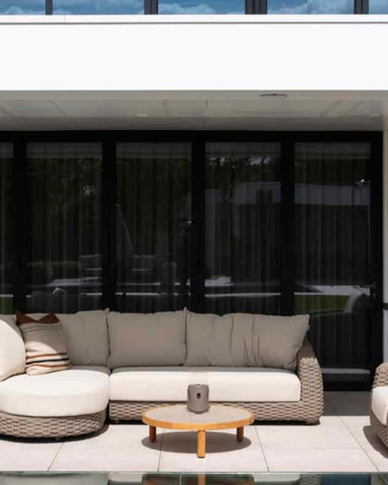 4 Seasons Outdoor Maxime Chaise Lounge Bank + Lounge Stuhl + Finn Couchtisch Kieselform