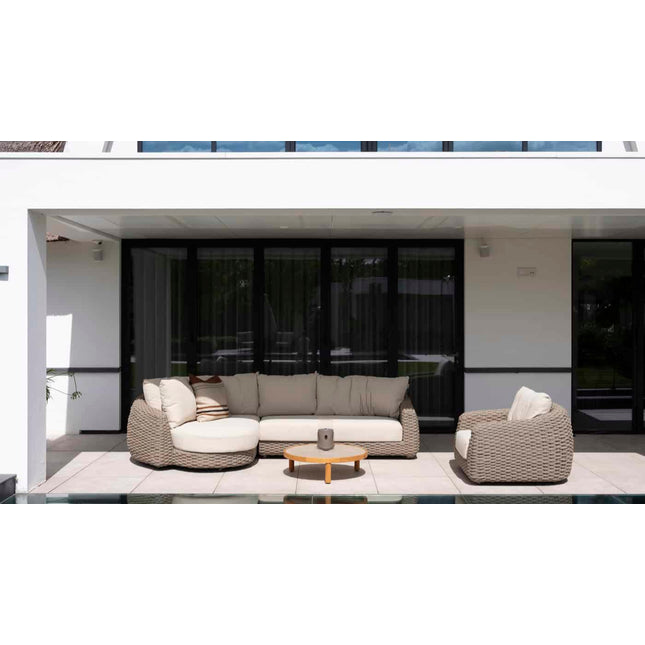 4 Seasons Outdoor Maxime Chaise Lounge Bank + Lounge Stuhl + Finn Couchtisch Kieselform