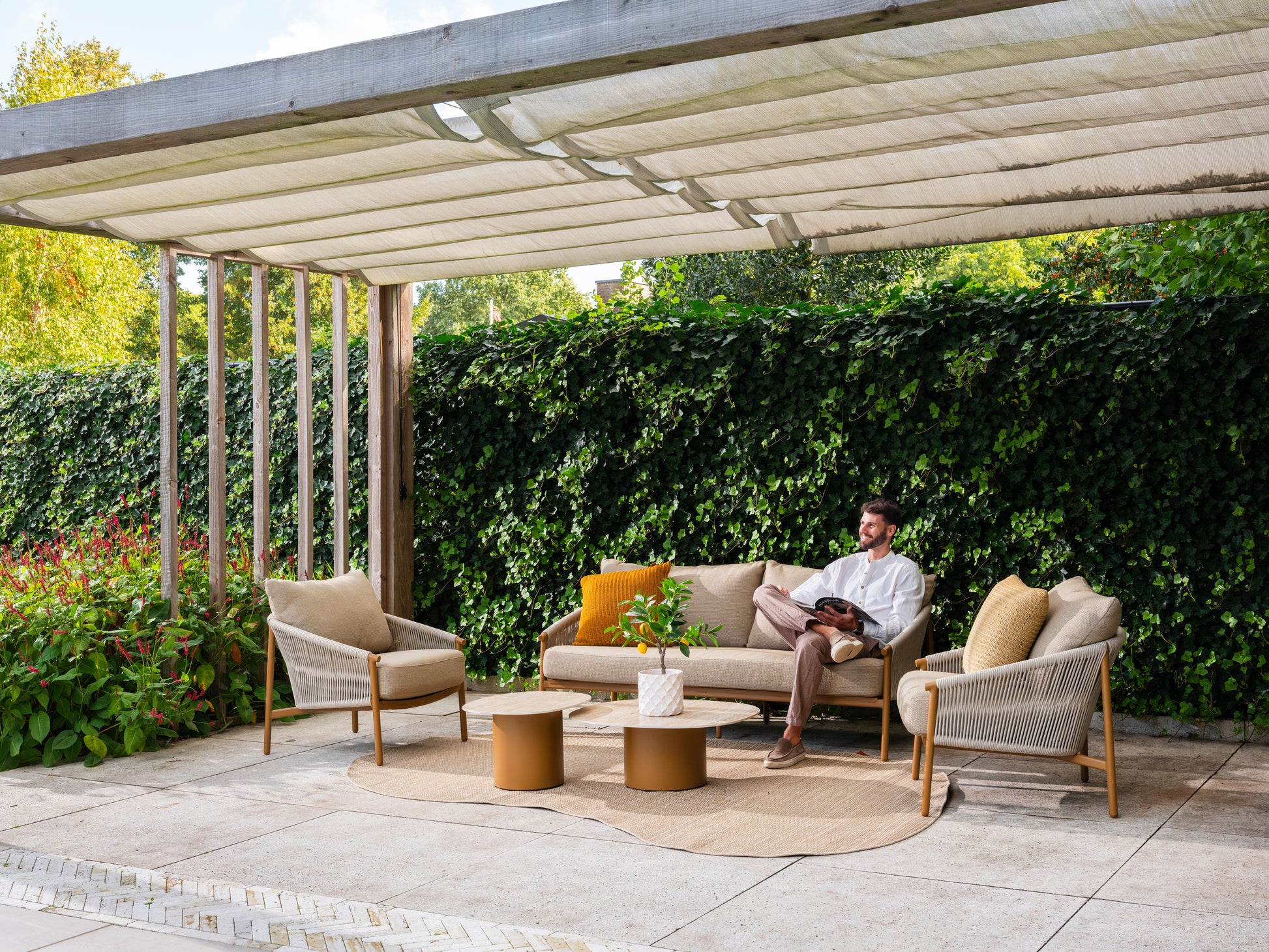 4SO Milos loungestoel taupe incl. 2 kussens - afbeelding 2