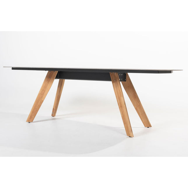 4 Seasons Outdoor Montana Tisch Fass Keramik Terrazzo 240 x 103 cm Teak -Chassis