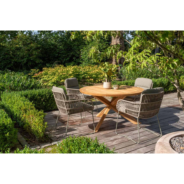 4 Seasons Outdoor Murcia Dining Olive + Taste 4SO Prado Teak Tabelle 160 Ø CM