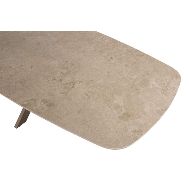 4 Seasons Outdoor Garten Sardinia niedriger Esstuhl + Nevada Low Ess Tisch-Fass-Form 250 cm Latte