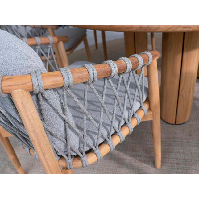 4 Seasons Outdoor Nora Essstuhl + Taste 4SO Prado Teaktisch 130 Ø CM Teak -Basis