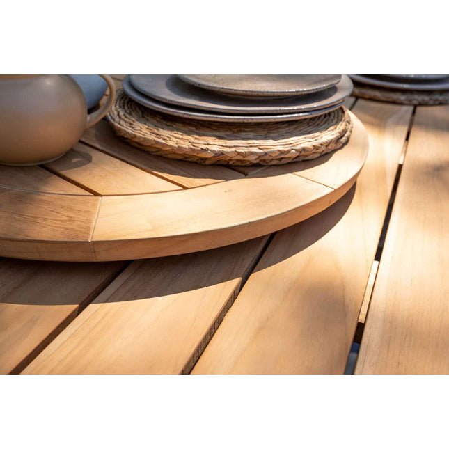 4 Seasons Outdoor Veneto Dining Anthrazit + Taste 4SO Prado Teak Tabelle 160 Ø CM + Lazy Susan