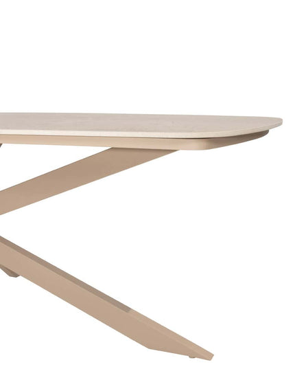 4 Jahreszeiten Outdoor Allora Essstuhl Latte + Geschmack 4so Prado Tisch mit Keramiktisch Top Barrel Latte 240 cm