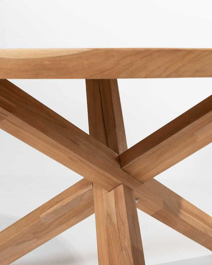 Taste 4SO Manitoba Stapelbares Essstuhl Olive + Prado Teaktabelle 130 Ø CM Teak -Basis