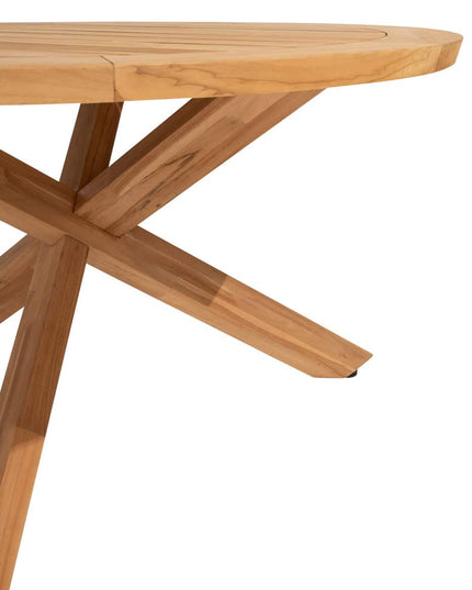 4 Seasons Outdoor Fabrice Essstuhl Latte + Geschmack 4SO Prado Teaktisch 130 Ø CM Teak -Teakbasis