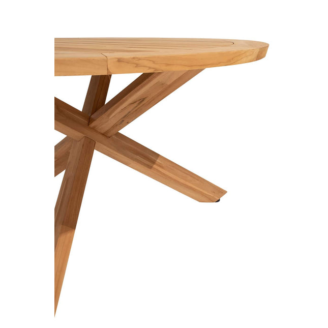 4 Seasons Outdoor Fabrice Essstuhl Latte + Taste 4SO Prado Teaktisch 130 Ø CM Teak -Teakbasis