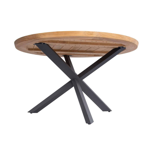 4 Seasons Outdoor Aprilla Ess Anthrazit + Taste 4SO Prado Teaktisch 130 Ø CM