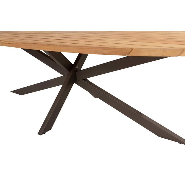4 Seasons Outdoor Bernini Essstuhl + Taste 4SO Prado Teak Tisch Oval 240 cm Terre Onderstel