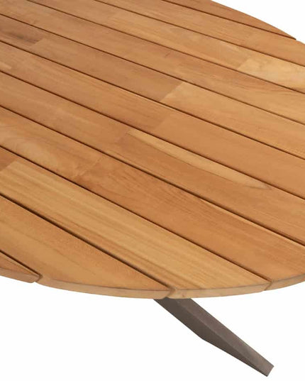 4 Seasons Outdoor Bernini Essstuhl + Taste 4SO Prado Teak Tisch Oval 240 cm Terre Onderstel