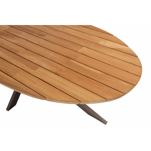 4 Seasons Outdoor Bernini Essstuhl + Taste 4SO Prado Teak Tisch Oval 240 cm Terre Onderstel