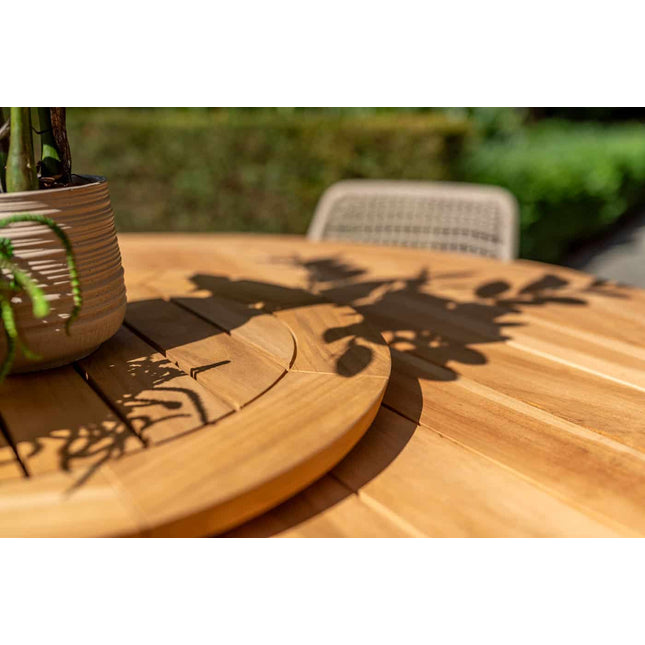 4 Seasons Outdoor Allora Essstuhl Latte + Taste 4SO Prado Teak Tabelle 160 Ø CM Latte Basis