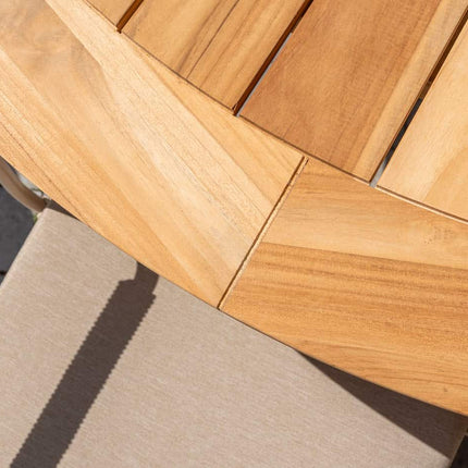 Taste 4SO Manitoba Stapelbares Essstuhl Latte + Prado Teak Tabelle 160 Ø CM Latte Basis
