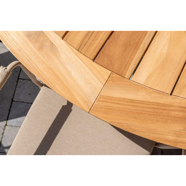 4 Seasons Outdoor Capalbio Essstuhl + Taste 4SO Prado Teak Tabelle 130 Ø CM