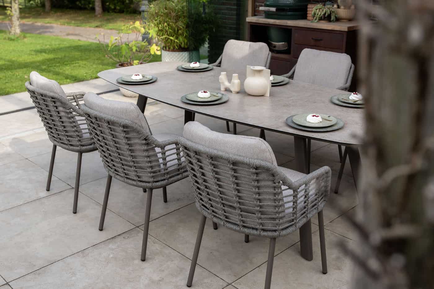 4SO Puglia dining set terre (6 st.) met Manolo tafel 240x103cm