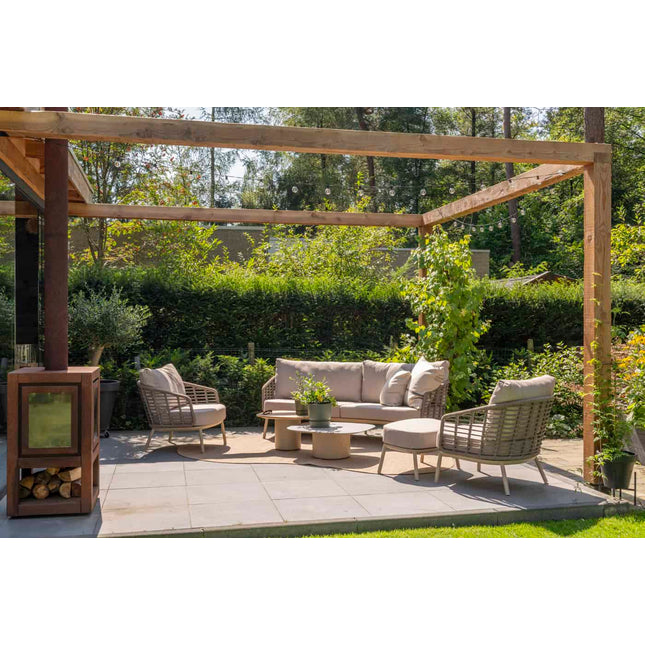 Taste 4SO Puglia Lounge Set Latte, 3-Sitzer-Lounge-Sofa + 2x Lounge Stuhl