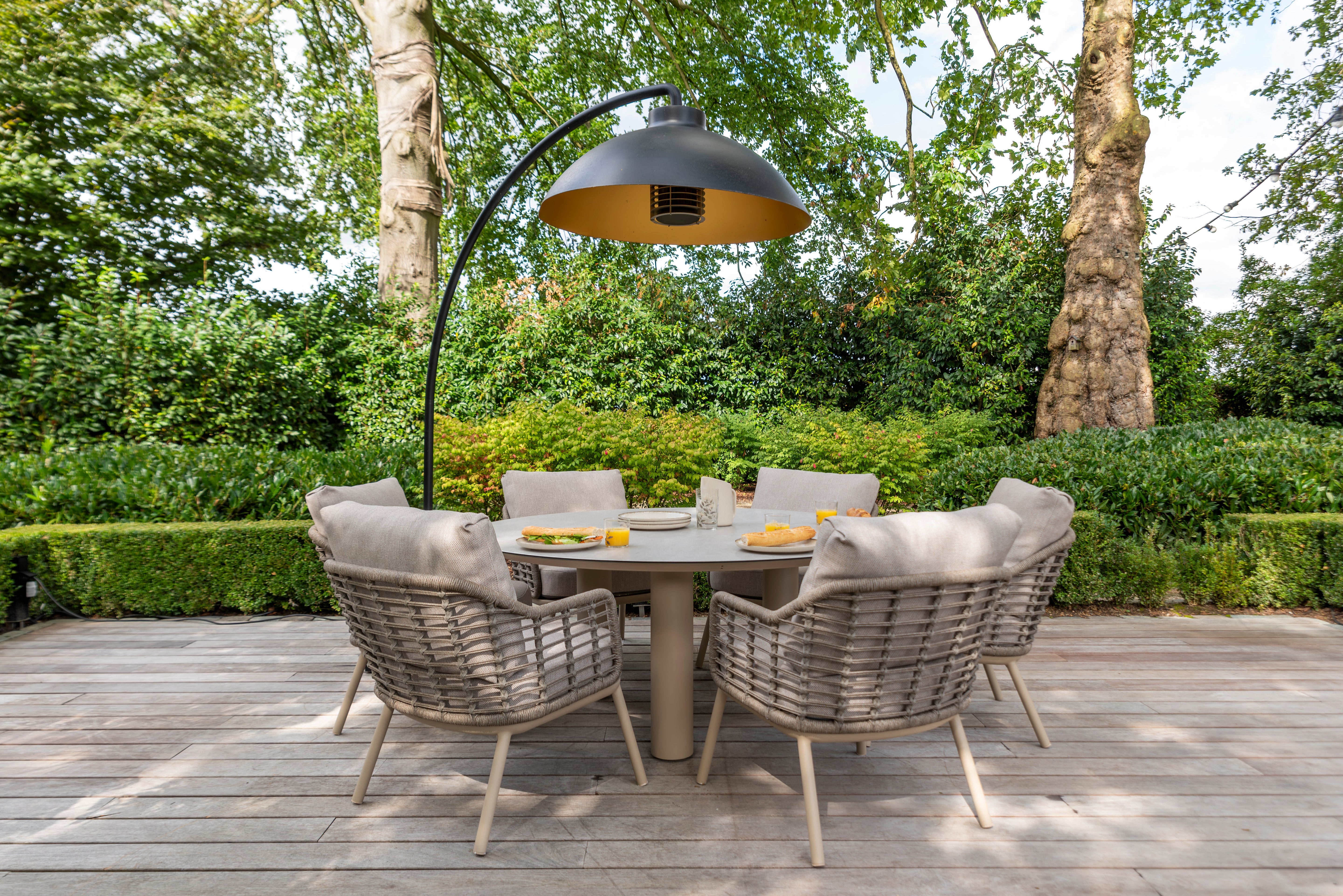 Taste 4SO Donato low dining table 160 cm. (H69) ceramic print with 3 legs latte - Lifestyle