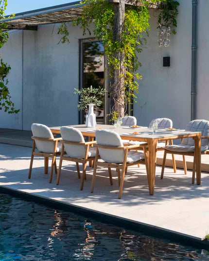 4 Seasons Outdoor Samos Essstuhl + Geschmack 4SO Liam Tisch mit Keramikplatten 240 cm