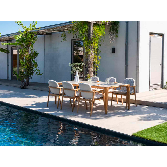 4 Seasons Outdoor Samos Essstuhl + Taste 4SO Prado Teaktisch 130 Ø CM