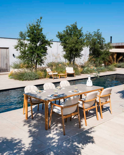 4 Seasons Outdoor Samos Essstuhl + Geschmack 4SO Liam Tisch mit Keramikplatten 240 cm