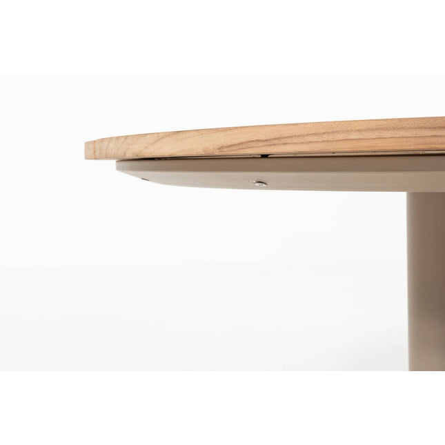 Taste 4SO Sara Set von 2 Kaffeetischen Zentralbein Latte, 65 und 80 cm Ø bedruckte Keramik / Teak -Top