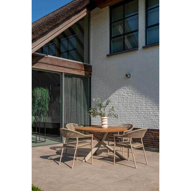 Taste 4SO Sienna Dining + Prado Teak Tabelle 130 Ø CM Teak -Basis