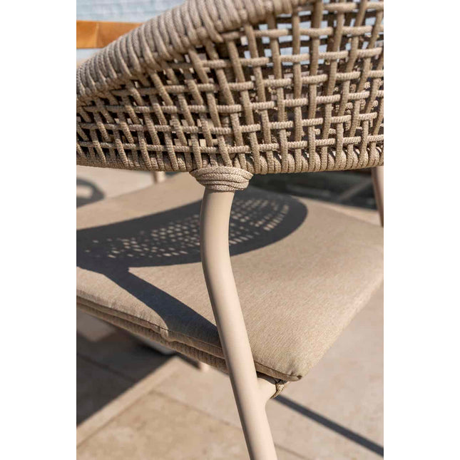 Taste 4SO Sienna Dining + Prado Teak Tabelle 160 Ø CM Latte Basis