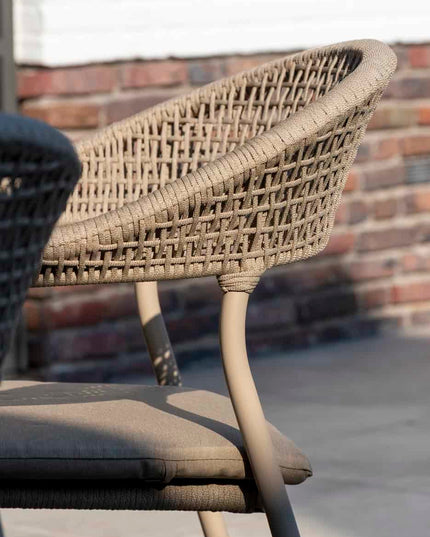 Taste 4SO Sienna Dining + Prado Teak Tabelle 160 Ø CM Latte Basis