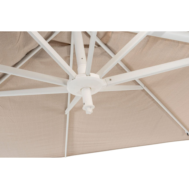 4 Seasons Outdoor Siesta Premium 300 x 300 cm. Sand mit weißem Rahmen