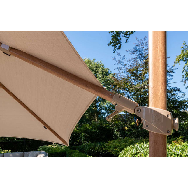 4 Seasons Outdoor Siesta Premium 350 cm. Ø Sand mit Holz Look -Rahmen