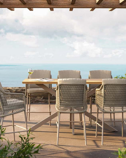 4 Seasons Outdoor Tramonti Bar Sitz + Taste 4SO Prado Bartafel Teak 200 cm Latte