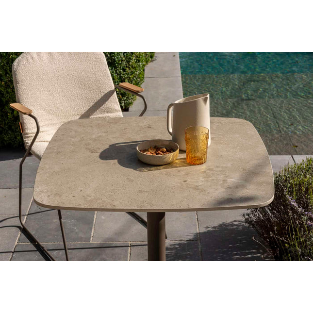 4 Seasons Outdoor Vermont Esstisch mit Keramiktisch -Tisch, Terre 75 x 75 cm.