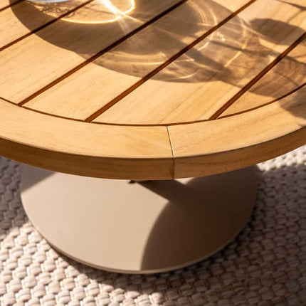 4 Seasons Outdoor Volta Teak Couchtisch Zentralbein Latte 80 cm. Ø (H 30)