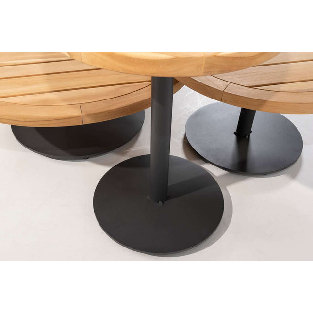 4 Seasons Outdoor Volta Teak Sidetisch Zentralbein Anthrazit 45 cm. Ø (H 55)