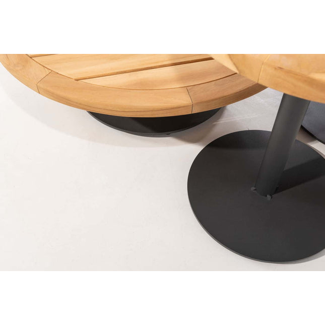4 Seasons Outdoor Volta Teak Sidetisch Zentralbein Anthrazit 45 cm. Ø (H 55)