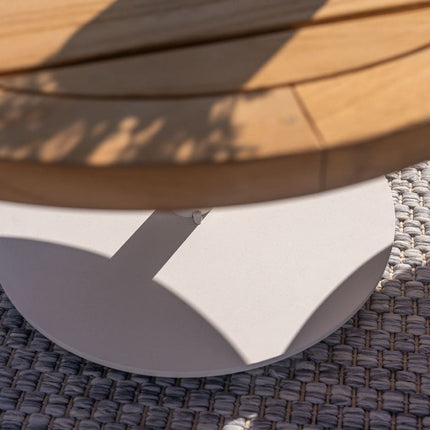 4 Seasons Outdoor Volta Teak Couchtisch Zentralbein Weiß 80 cm. Ø (H 30)