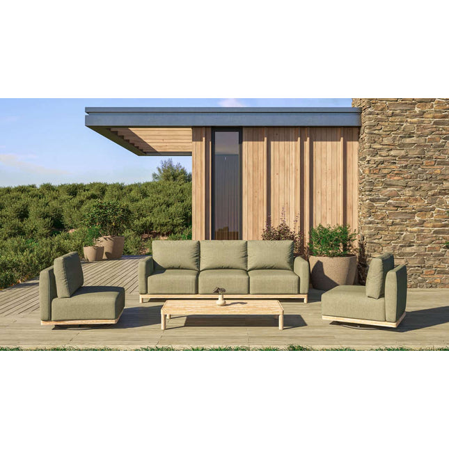 4 Seasons Outdoor Yara Lounge Turn Stuhl gebürstet Teakpolster inkl. 3 Kissen