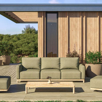 4 Seasons Outdoor Yara 3-Sitzlounge Sofa gebürstet Teaks mit 11 Kissen