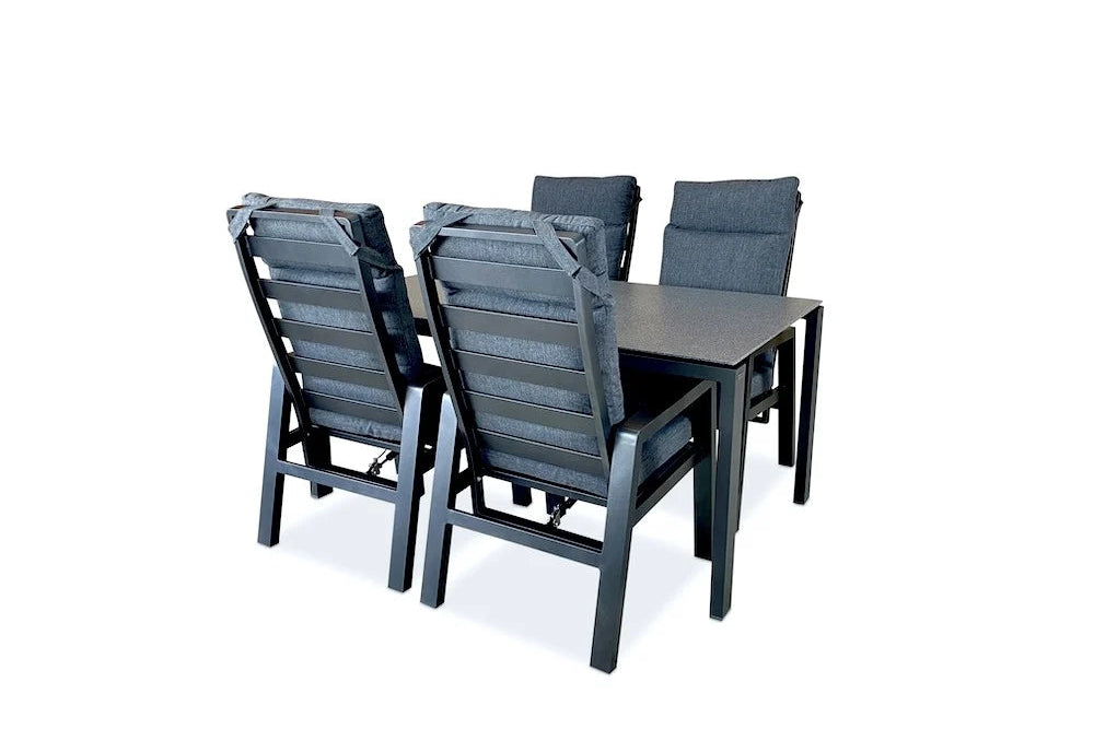 Taste by 4 Seasons 5-teiliges Gartenmöbelset Lafite 160 cm mit verstellbaren Como Gartenstühlen