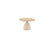 June Coffee Table 60cm Creme with teak top