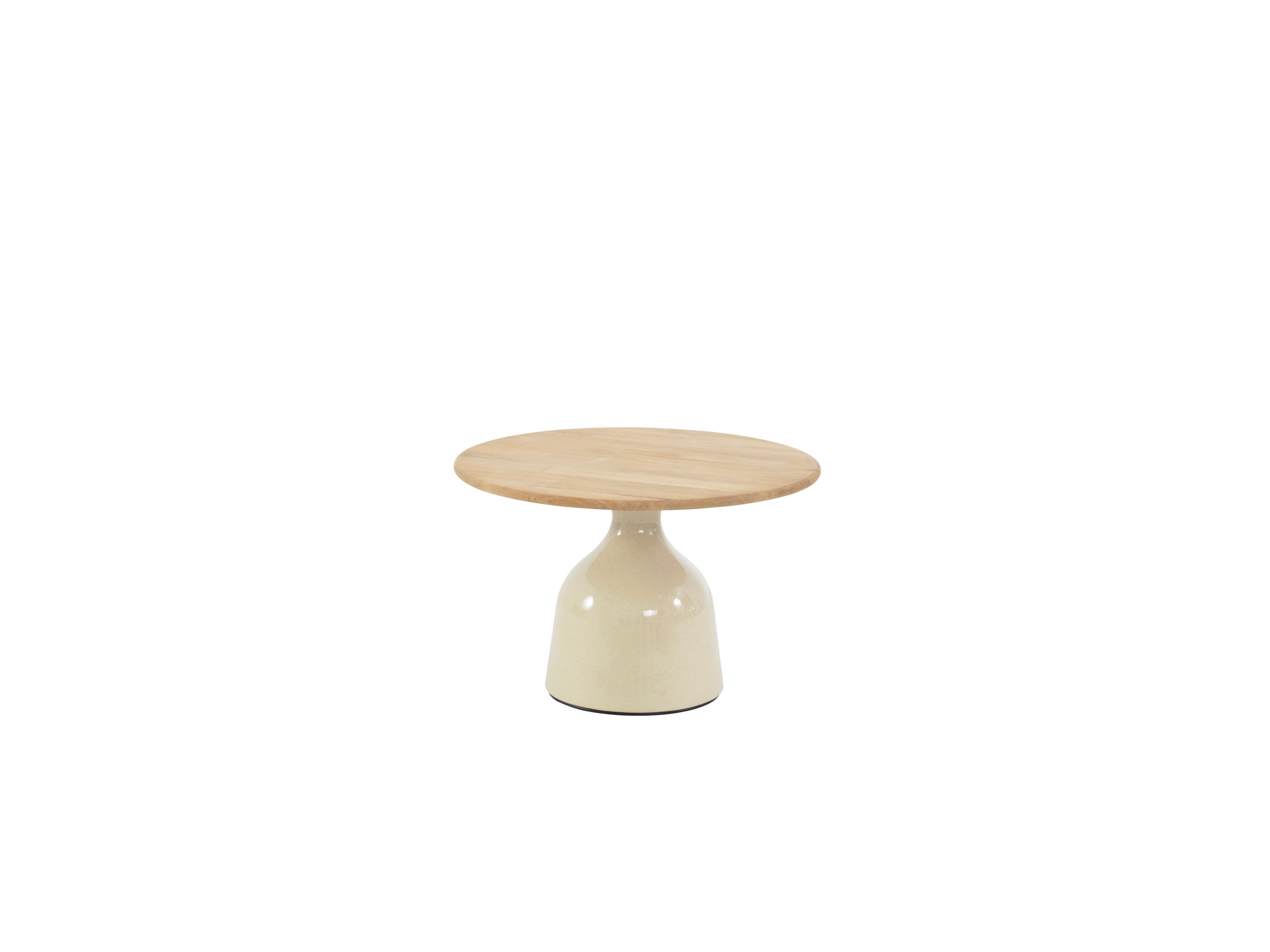 June Coffee Table 60cm Creme with teak top