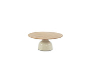 June Coffee Table 80cm Creme with teak top