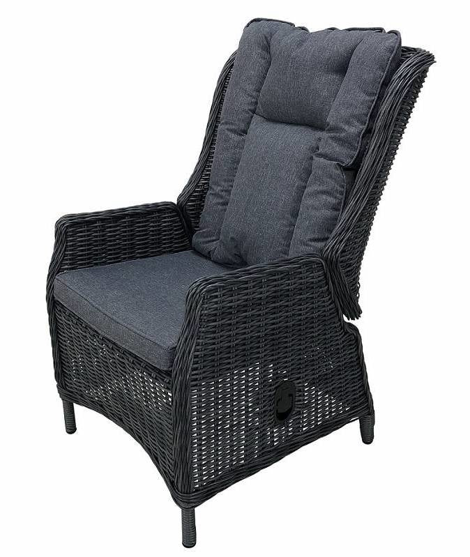 PaZoon verstellbarer Gartenstuhl Osborn aus Rattan und Aluminium in Grau